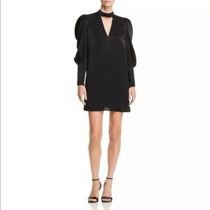 Aqua Womens Satin Keyhole Puff Sleeve Shirtdress